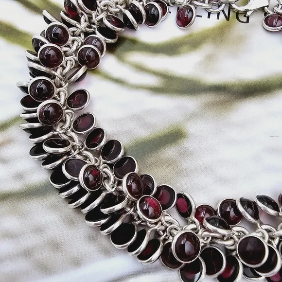 Silpada Sterling Silver Garnet Stone Cha Cha Bracelet B1049 - Picture 3 of 16